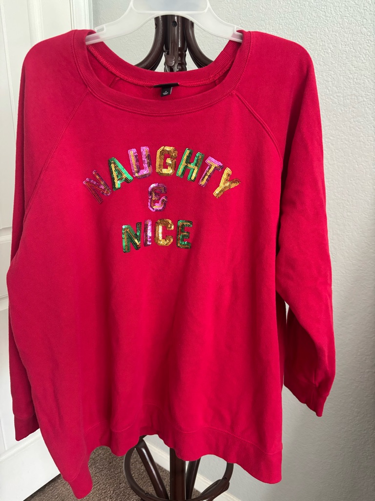 Torrid Red Sequin "Naughty & Nice" Crew Sweatshirt